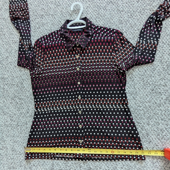 Tommy Hilfiger Women's (S/M) Black Button-Down Blouse w/Multicolored Polka Dots - Picture 8 of 13